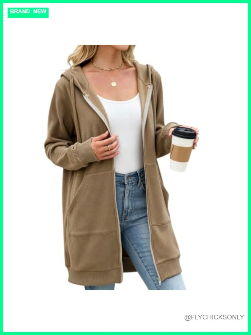Womens Zip Up Fleece Hoodie Oversized Long Sweatshirt Jacket